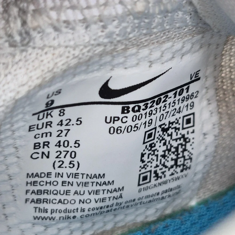 Nike Zoom Gravity Shoes Mens Size 9 White Mesh Running Sneakers BQ3202-101
